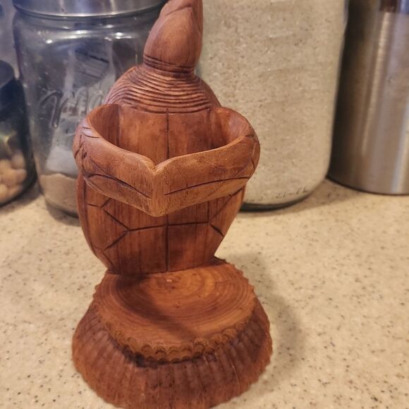 Elegant Brown Wooden Accent Sculpture with Abstract Design - Picture 4 of 5